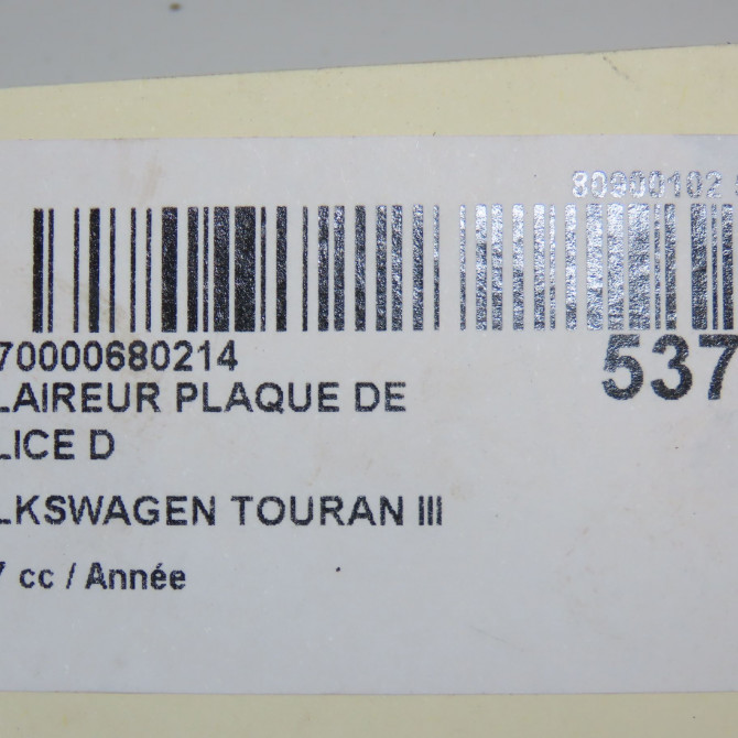 Eclaireur plaque de police d occasion VOLKSWAGEN TOURAN III Phase 1 06-2015->... 5NA943021 5