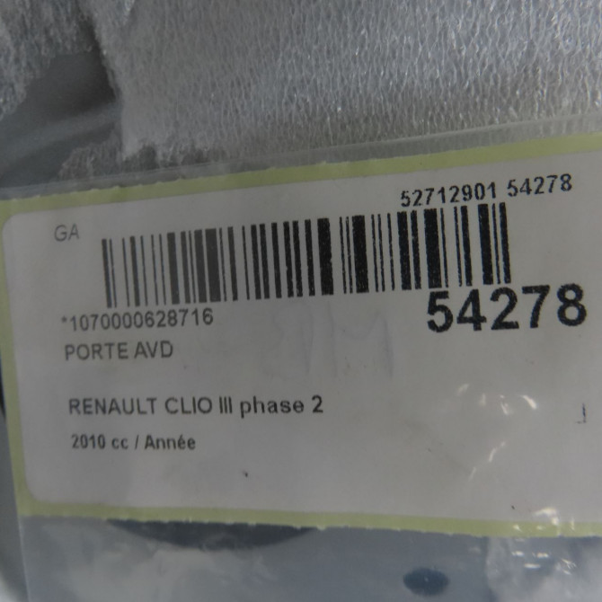 Porte avant droite occasion RENAULT CLIO III phase 2 ESTATE 03-2009->12-2014 7751479113 5