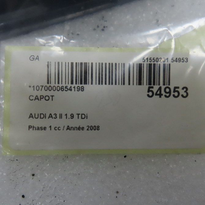 Capot occasion AUDI A3 II Phase 1 06-2003->06-2008 1.9 TDi 8P4823029B 5