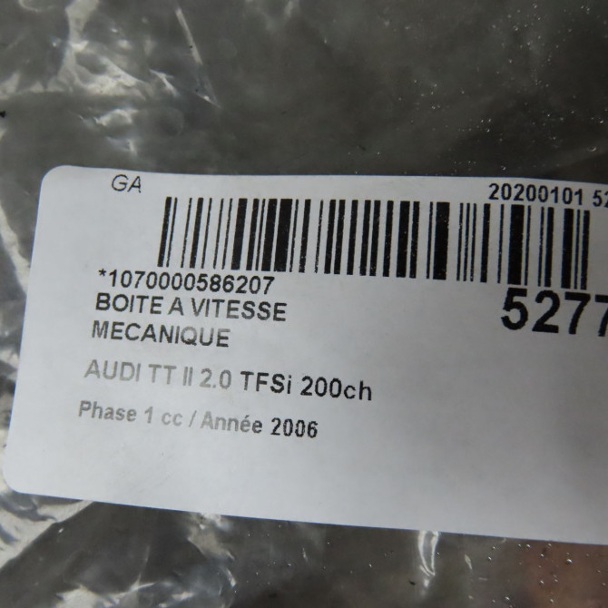 Boîte à vitesse mecanique occasion AUDI TT II Phase 1 09-2006->04-2010 2.0 TFSi 200ch 2Q300045EX 6