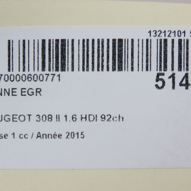 Vanne EGR occasion PEUGEOT 308 II 308 II Phase 1 2013-06-01->2017-08-31 1.6 HDI 92ch 1618LN 7