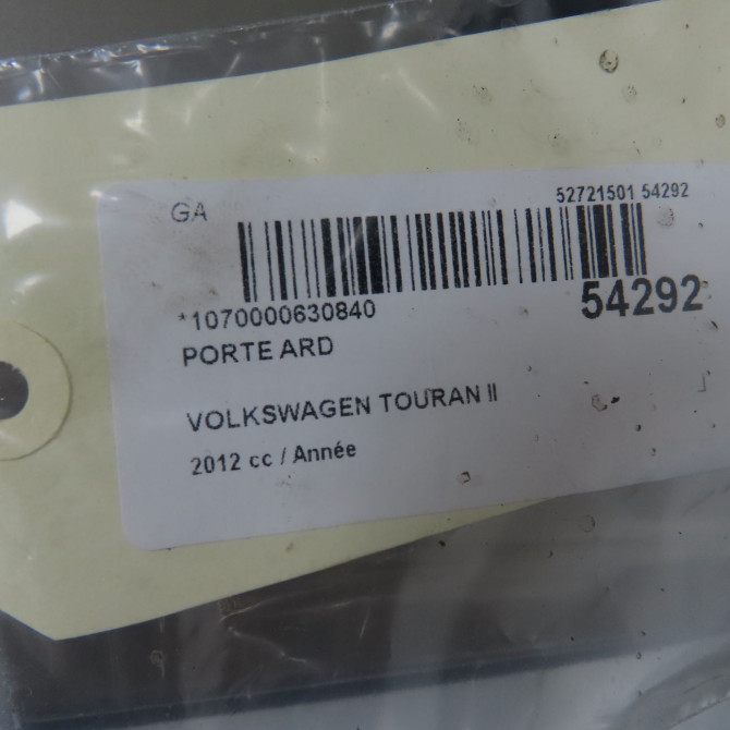 Porte arrière droite occasion VOLKSWAGEN TOURAN II Phase 1 09-2010->12-2015 1T0833056S 5