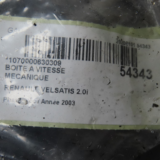 Boîte à vitesse mecanique occasion RENAULT VELSATIS Phase 1 01-2002->04-2005 2.0i 165ch 7701478248 6