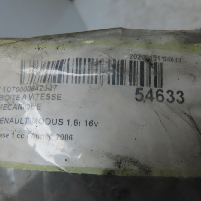 Boîte à vitesse mecanique occasion RENAULT MODUS Phase 1 09-2004->12-2007 1.6i 16v 7701723419 7