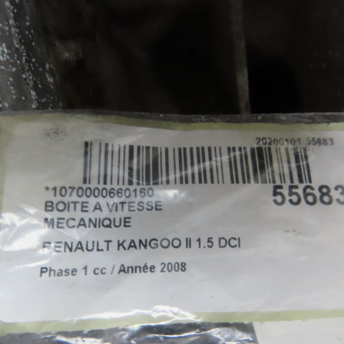 Boîte à vitesse mecanique occasion RENAULT KANGOO II Phase 1 01-2008->03-2013 1.5 DCI 70ch 320103275R 7