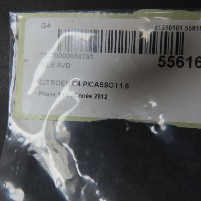 Aile avant droite occasion CITROEN C4 PICASSO I Phase 1 01-2007->10-2013 1.6 e-HDI 8v 110ch 7841X2 5
