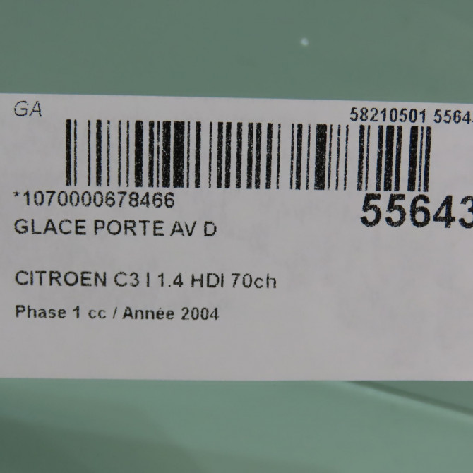 Glace porte av d occasion CITROEN C3 I Phase 1 04-2002->10-2005 1.4 HDI 70ch 9202A2 3