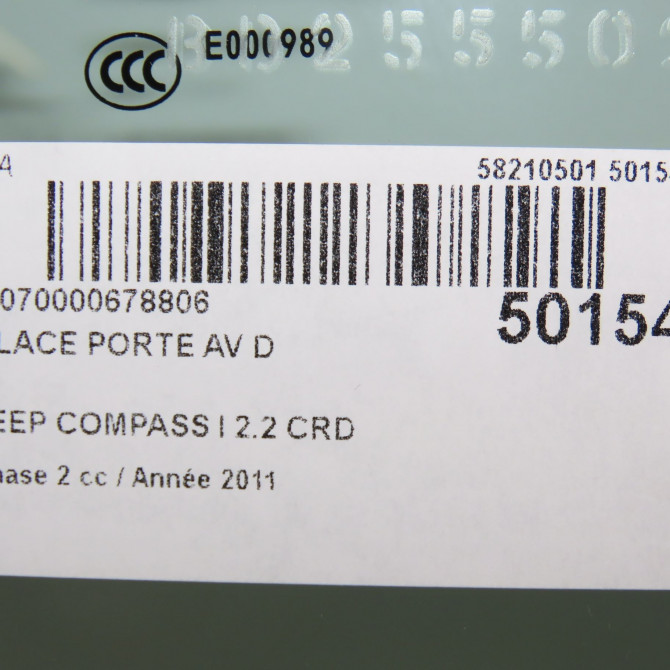 Glace porte av d occasion JEEP 146 Phase 1 04-1995->04-1999 2.2 CRD 136ch 3