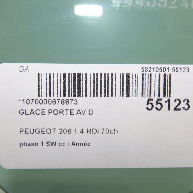 Glace porte av d occasion PEUGEOT 206 206 phase 1 SW 2002-06-01->2006-12-31 1.4 HDI 70ch 9202F4 3