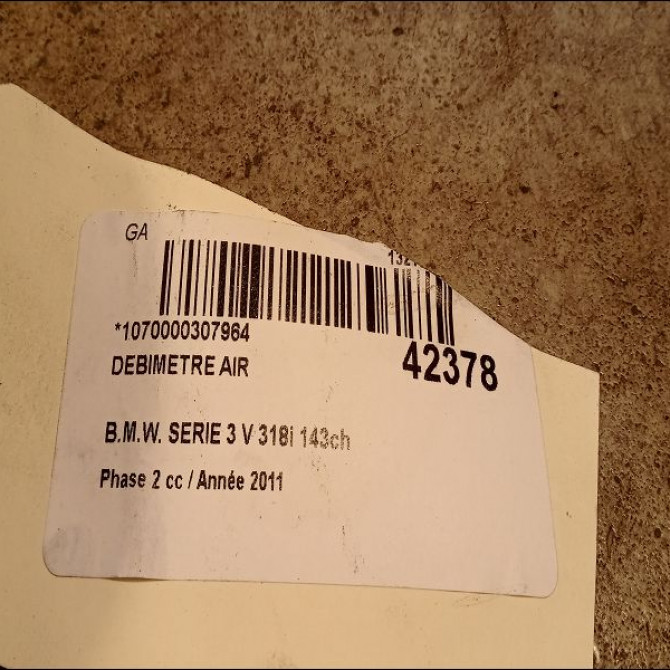 Debimetre air occasion B.M.W. SERIE 3 V Phase 2 09-2008->12-2011 318i 143ch 13628506409 3