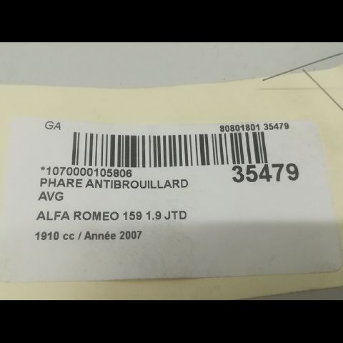 Phare antibrouillard avant gauche occasion ALFA ROMEO 159 Phase 1 09-2005->05-2013 1.9 JTDm 150ch 50504508 3