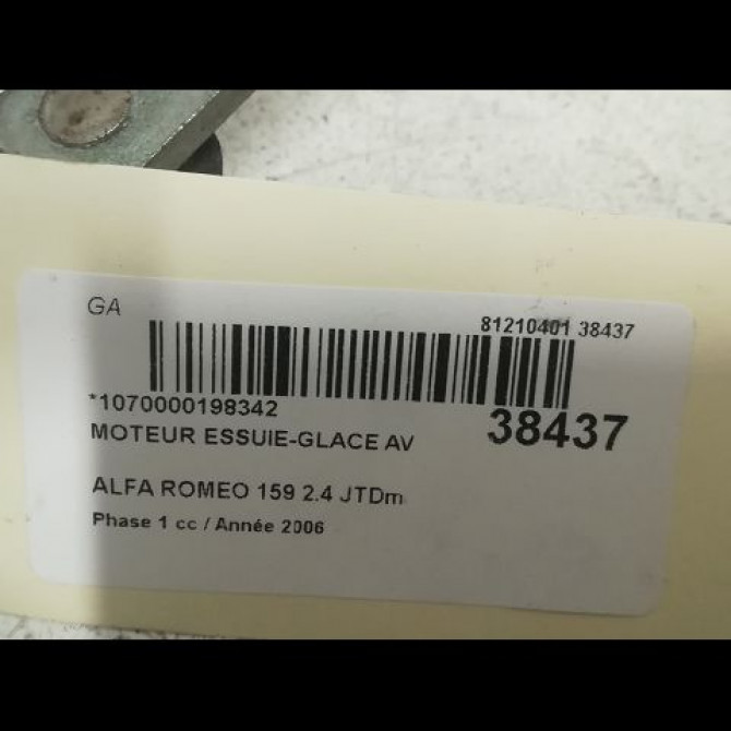 Moteur essuie-glace avant occasion ALFA ROMEO 159 Phase 1 09-2005->05-2013 2.4 JTDm 200ch 77363796 3