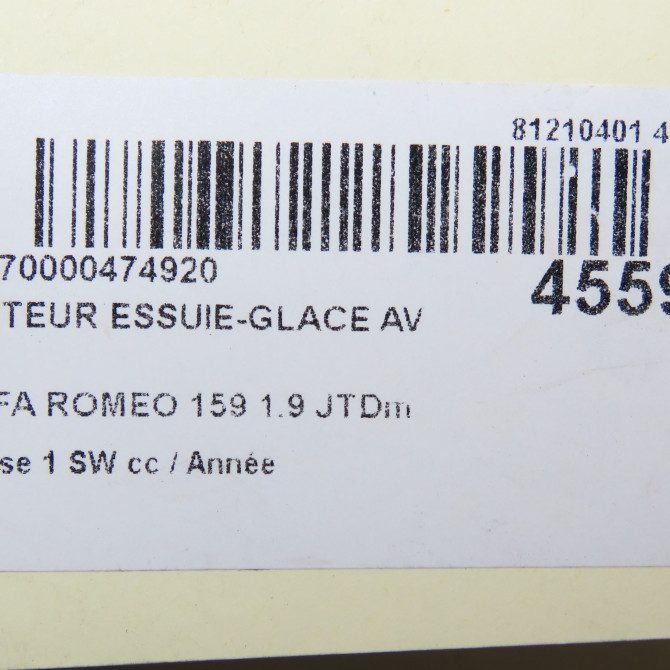 Moteur essuie-glace avant occasion ALFA ROMEO 159 Phase 1 04-1995->04-1999 1.9 JTDm 120ch 77363796 6