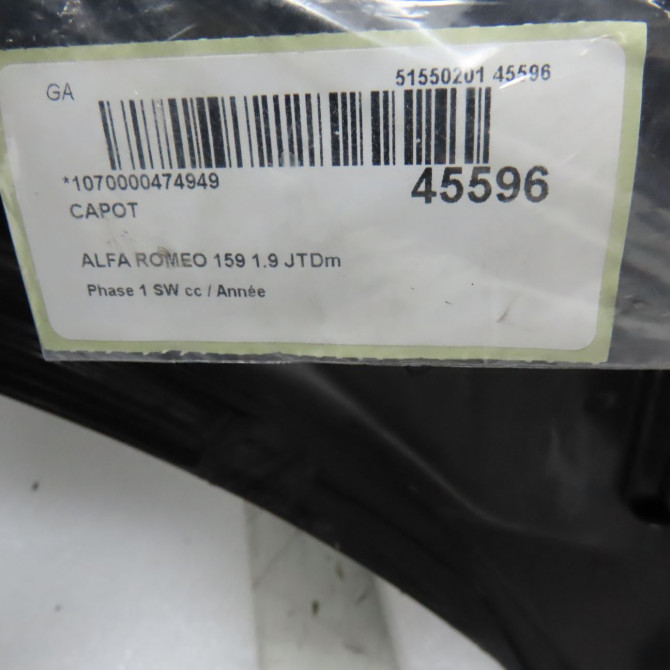 Capot occasion ALFA ROMEO 159 Phase 1 04-1995->04-1999 1.9 JTDm 120ch 60688260 4