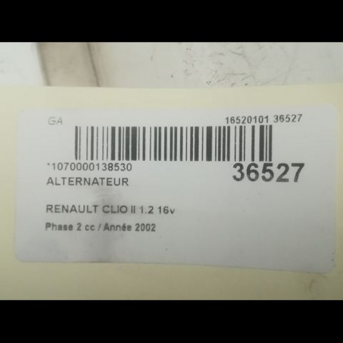 Alternateur occasion RENAULT CLIO II Phase 2 06-2001->07-2006 1.2 16v 8200660044 4