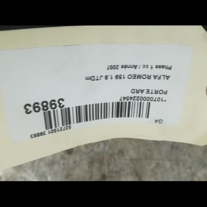 Porte arrière droite occasion ALFA ROMEO 159 Phase 1 09-2005->05-2013 1.9 JTDm 150ch 50513864 3
