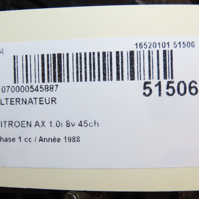 Alternateur occasion CITROEN AX Phase 1 01-1987->06-1991 1.0i 8v 45ch 570589 8