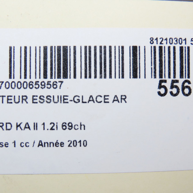 Moteur essuie-glace arrière occasion FORD KA II Phase 1 10-2008->... 1.2i 69ch 1671595 6