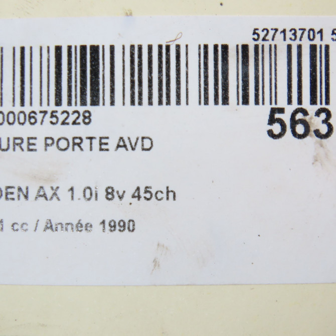 Serrure porte avd occasion CITROEN AX Phase 1 01-1987->06-1991 1.0i 8v 45ch 9136A1 5