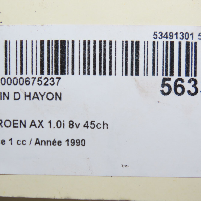 Verin droit hayon occasion CITROEN AX Phase 1 01-1987->06-1991 1.0i 8v 45ch 95631956 3