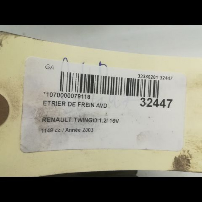 Etrier de frein avant droit occasion RENAULT TWINGO I Phase 3 08-2000->06-2007 1.2i 7701207959 3