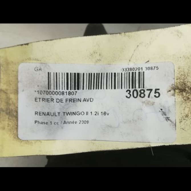 Etrier de frein avant droit occasion RENAULT TWINGO II Phase 1 06-2007->11-2011 1.2i 16v 75ch 7701207959 3