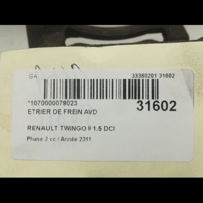 Etrier de frein avant droit occasion RENAULT TWINGO II Phase 2 12-2011->12-2014 1.5 DCI 75ch 7701207959 3