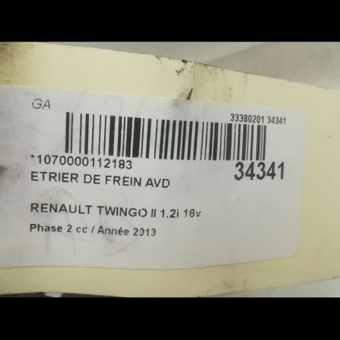 Etrier de frein avant droit occasion RENAULT TWINGO II Phase 2 12-2011->12-2014 1.2i 16v 75ch 7701207959 3