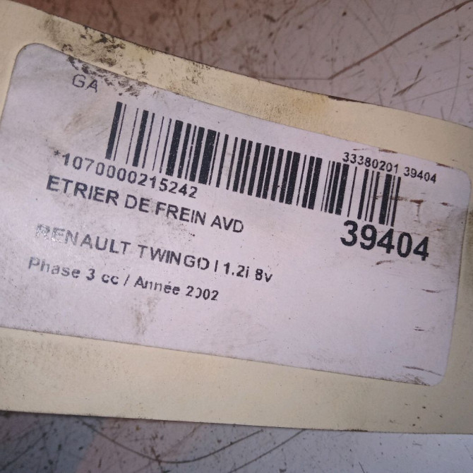 Etrier de frein avant droit occasion RENAULT TWINGO I Phase 3 08-2000->06-2007 1.2i 8v 60ch 7701207959 5
