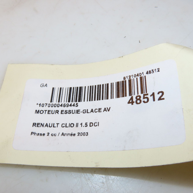 Moteur essuie-glace avant occasion RENAULT CLIO II Phase 2 06-2001->07-2006 1.5 DCI 65ch 7701207956 4
