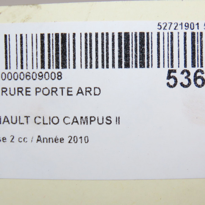 Serrure porte ard occasion RENAULT CLIO CAMPUS II Phase 2 07-2009->12-2012 1.2i 60ch 8200350437 5