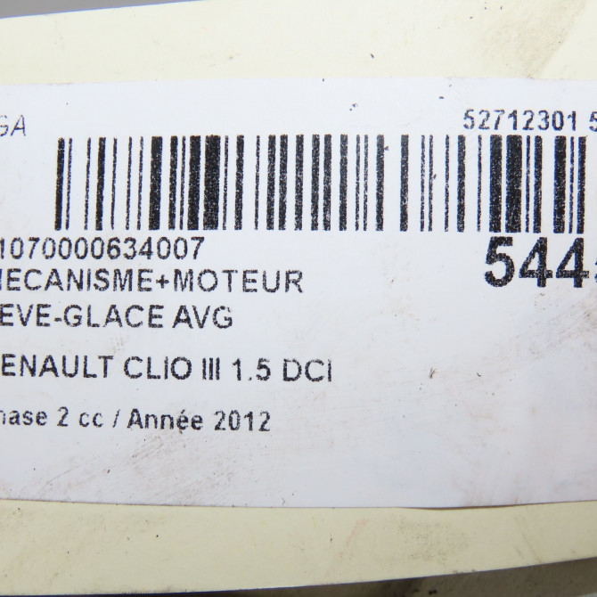 Mecanisme+moteur leve-glace avg occasion RENAULT CLIO III Phase 2 03-2009->12-2014 1.5 DCI 75ch 8200843592 8