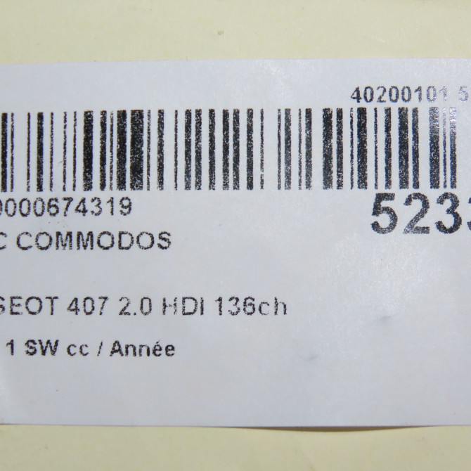 Bloc commodos occasion PEUGEOT 407 phase 1 SW 07-2004->07-2008 2.0 HDI 136ch 6242S9 7
