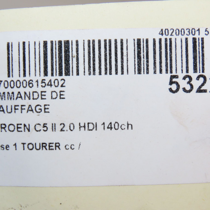 Commande de chauffage occasion CITROEN C5 II Phase 1 04-1995->04-1999 2.0 HDI 140ch 6452R9 5