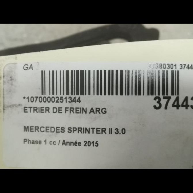 Etrier de frein arrière gauche occasion MERCEDES SPRINTER II Phase 1 06-2006->... 3.0 CDI 190ch 34207383 3