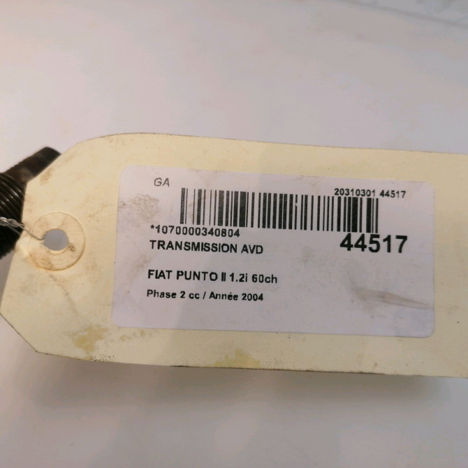 Transmission avant droite occasion FIAT PUNTO II Phase 2 05-2003->10-2009 1.2i 60ch 46307467 5