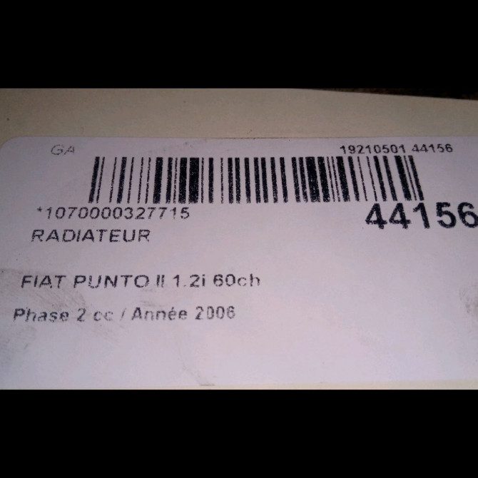 Radiateur occasion FIAT PUNTO II Phase 2 05-2003->10-2009 1.2i 60ch 51724183 3