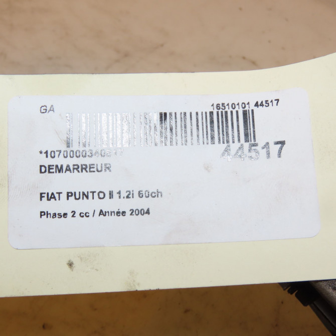 Démarreur occasion FIAT PUNTO II Phase 2 05-2003->10-2009 1.2i 60ch 51890633 3