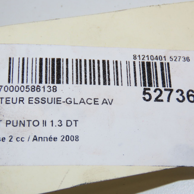 Moteur essuie-glace avant occasion FIAT PUNTO II Phase 2 05-2003->10-2009 1.3 DT MULTIJET 16v 70ch 46834851 6
