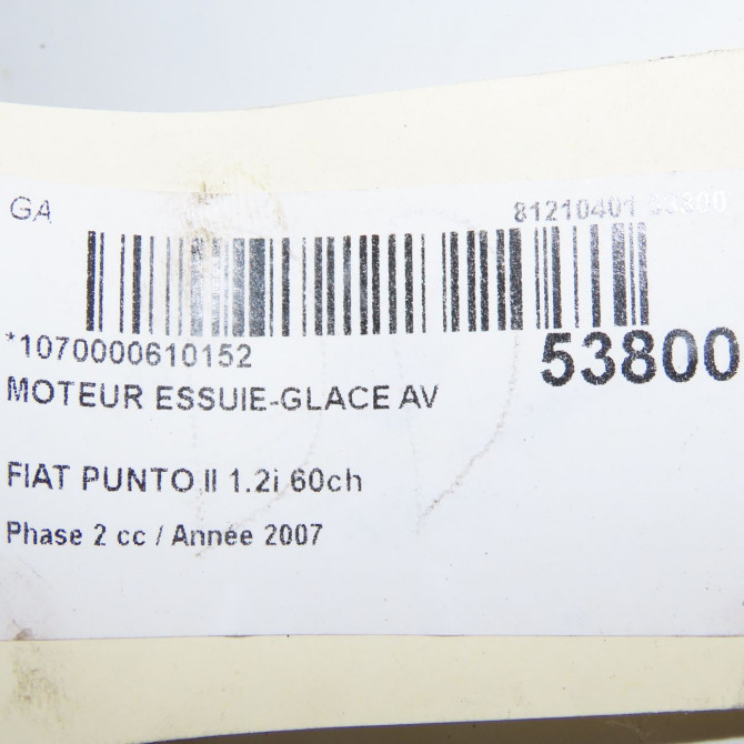 Moteur essuie-glace avant occasion FIAT PUNTO II Phase 2 05-2003->10-2009 1.2i 60ch 46834851 7