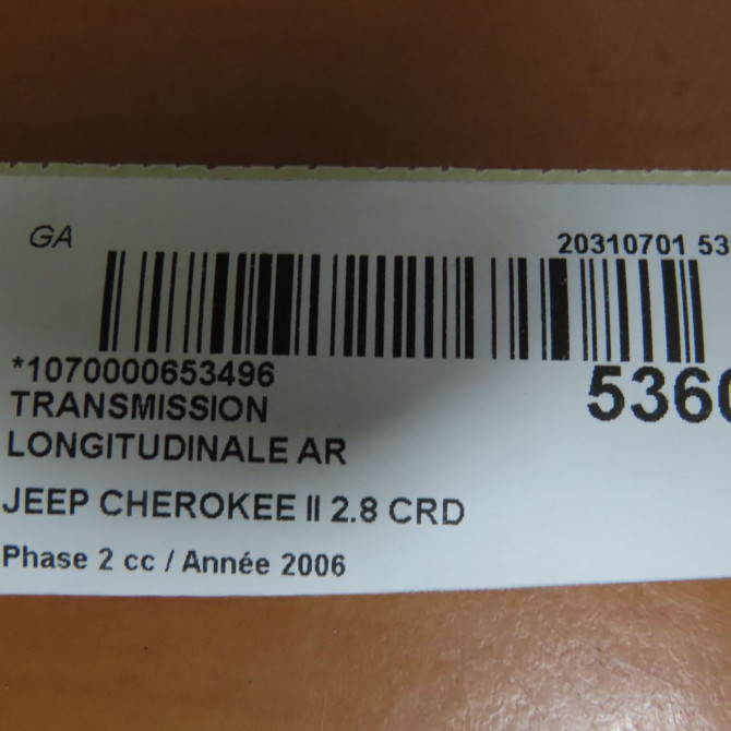 Transmission longitudinale ar occasion JEEP CHEROKEE II Phase 2 09-2004->12-2007 2.8 CRD 52853362AB 5