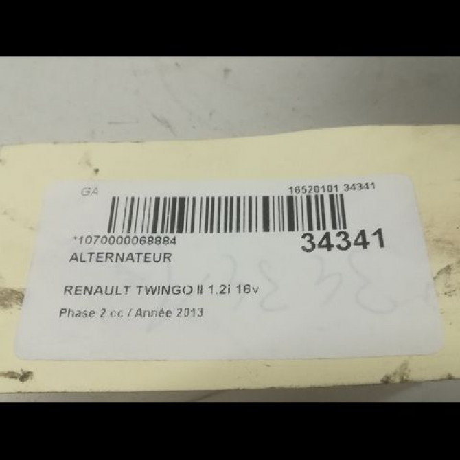Alternateur occasion RENAULT TWINGO II Phase 2 12-2011->12-2014 1.2i 16v 75ch 8200654541 4