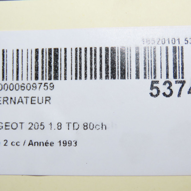 Alternateur occasion PEUGEOT 205 205 Phase 2 1987-07-01->1998-12-31 1.8 TD 80ch 5705A0 8
