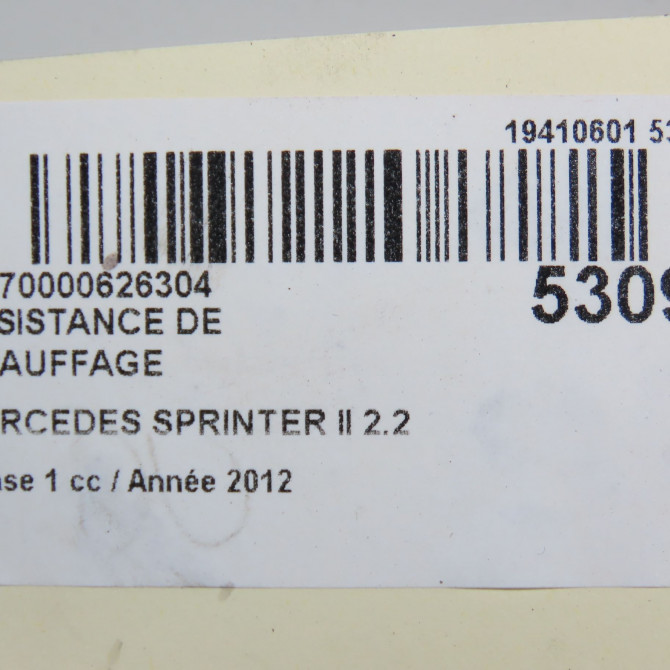 Resistance de chauffage occasion MERCEDES SPRINTER II Phase 1 06-2006->... 2.2 CDI 129ch 6