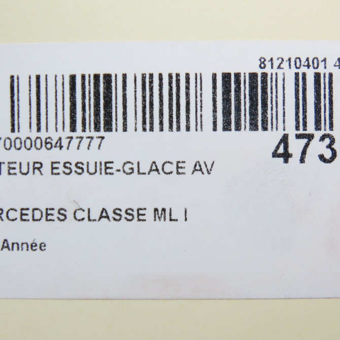 Moteur essuie-glace avant occasion MERCEDES CLASSE ML I 7701061590 7