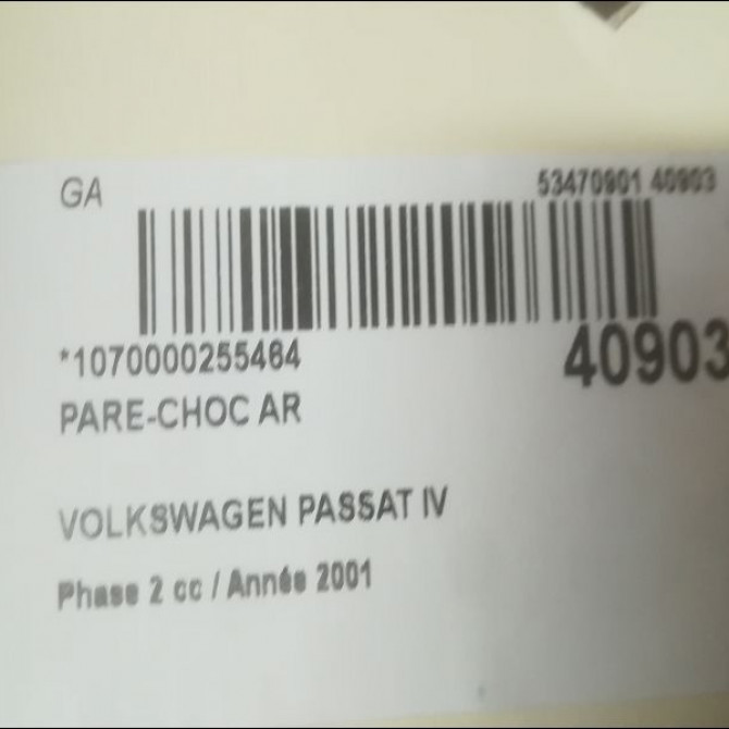 Pare-choc arrière occasion VOLKSWAGEN PASSAT IV Phase 2 10-2000->03-2005 1.9 TDI 100ch 3B5807417DGRU 6