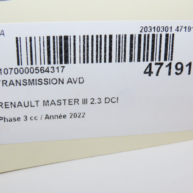 Transmission avant droite occasion  391006019R 5