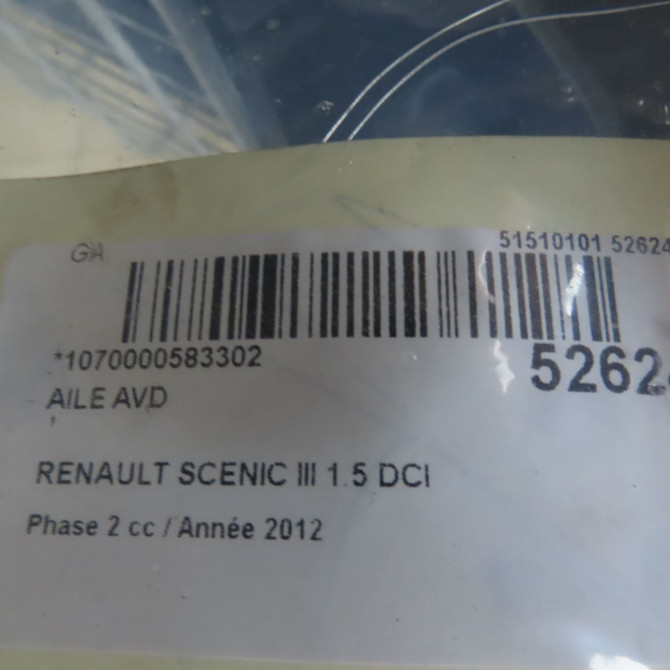 Aile avant droite occasion RENAULT SCENIC III Phase 2 12-2011->03-2013 1.5 DCI 110ch 631002345R 5