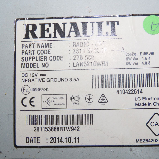 Autoradio occasion RENAULT CLIO IV Phase 1 07-2012->... 1.5 DCI 75ch 281151969R 5