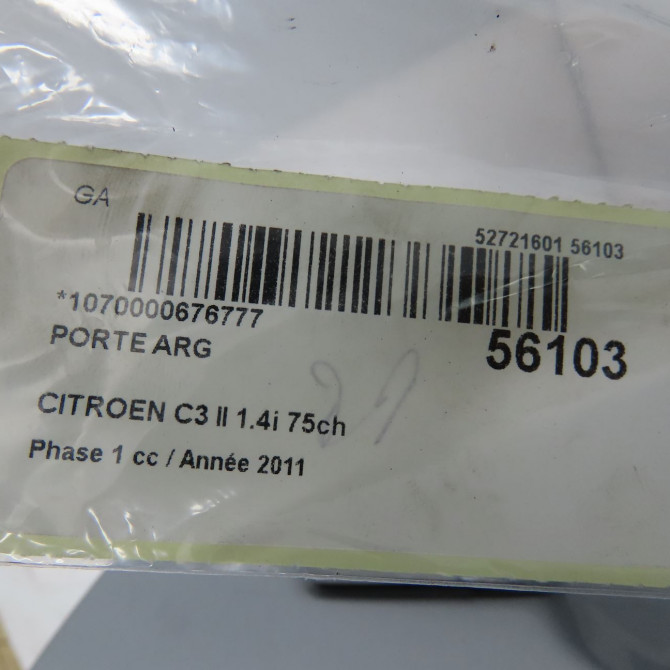 Porte arrière gauche occasion CITROEN C3 II Phase 1 11-2009->02-2013 1.4i 75ch 9002CC 5